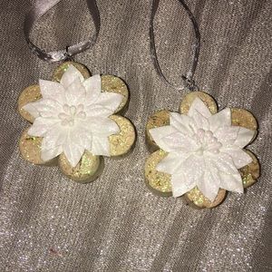 Poinsettia Wine Cork Ornaments (set of 2)